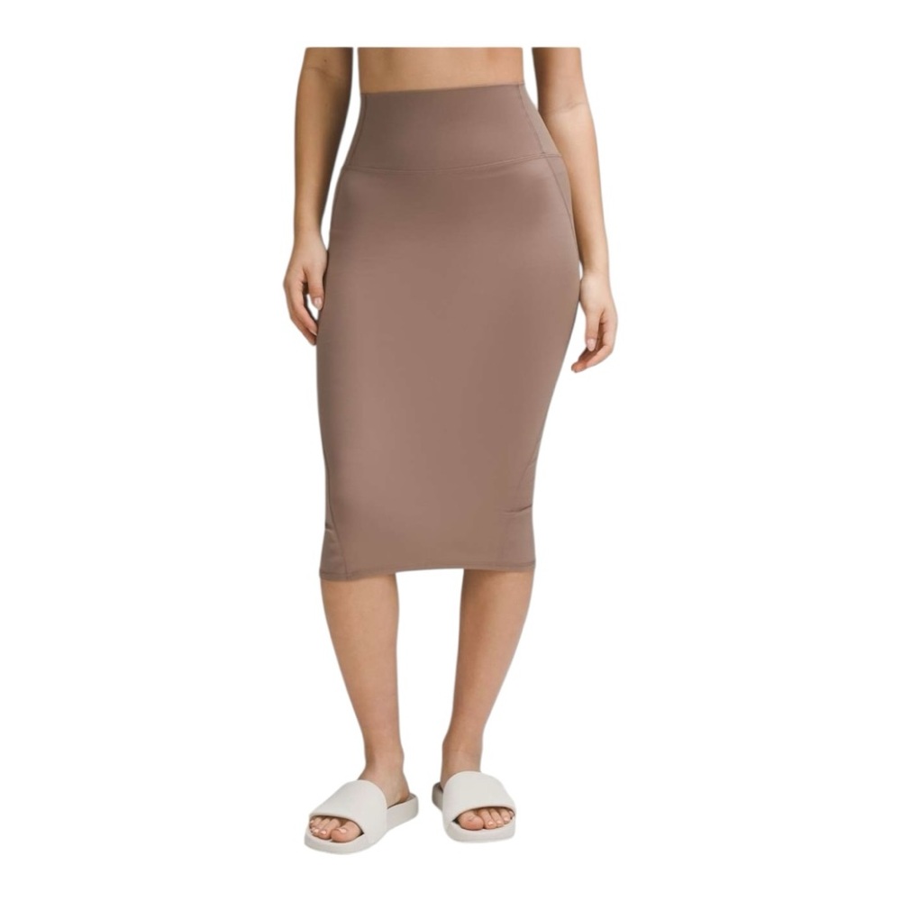 Lululemon Nulu Slim-Fit High-Rise Midi Skirt Taupetastic Size 4 NWT